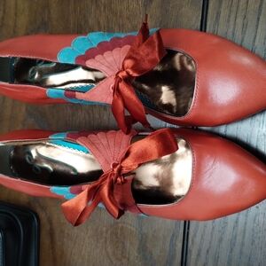 Elegant Red and Teal Women's Shoes
